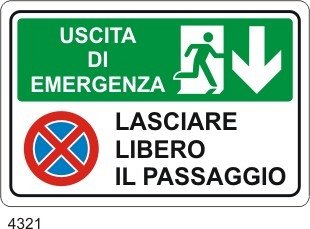 Uscita di emergenza lasciare libero il passaggio - A - PVC adesivo 300x200 mm