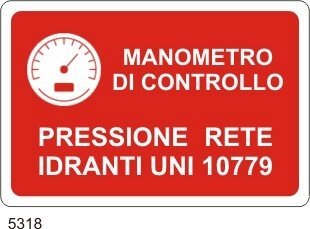 Manometro di controllo pressione rete idranti 10779 - A - Alluminio 300x200 mm
