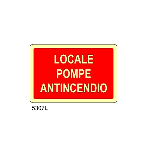 Locale Pompe Antincendio Luminescente - A - Alluminio Luminescente - 300x200 mm