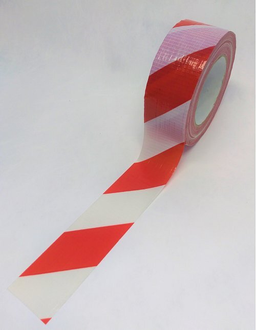 Nastro Segnaletico in pvc adesivo telato  Bianco/Rosso