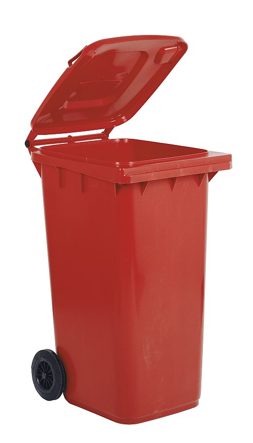 Bidone carrellato monocolore 240 litri per raccolta differenziata - Rosso