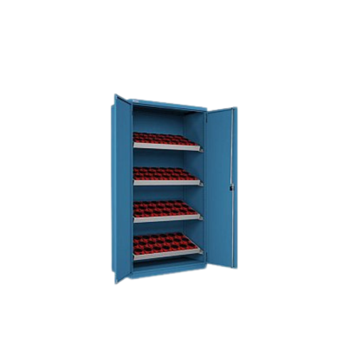 Armadio porta utensili con porte battenti con boccole ISO 40 - Colore Blu luce