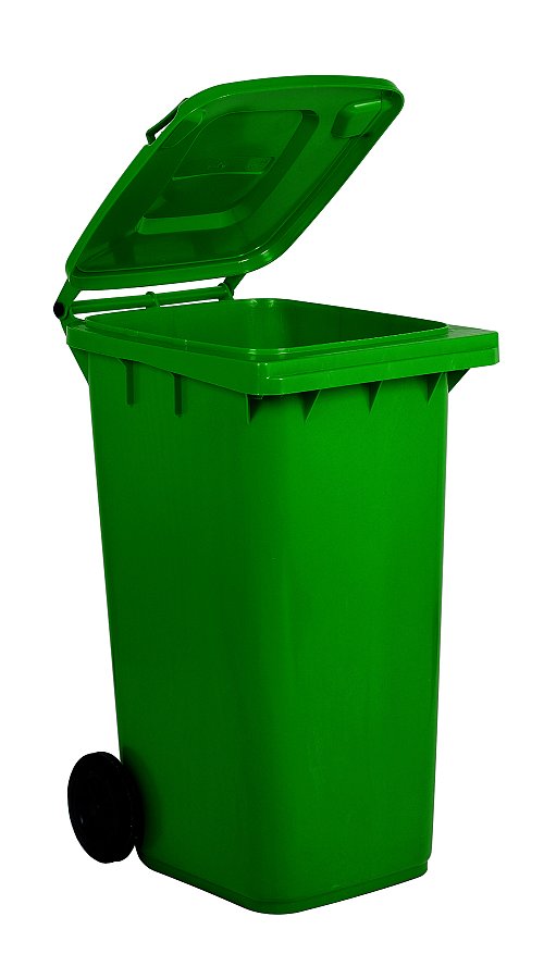Bidone carrellato monocolore 240 litri per raccolta differenziata - Verde chiaro