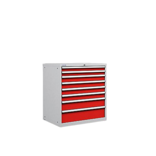 Armadio in metallo con cassetti 45x36 Eh - Colore Grigio chiaro/Rosso rubino