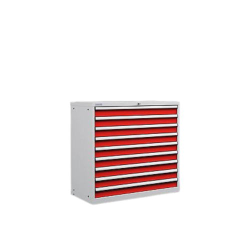 Armadio in metallo con cassetti 54x27 Eh - Colore Grigio chiaro/Rosso rubino