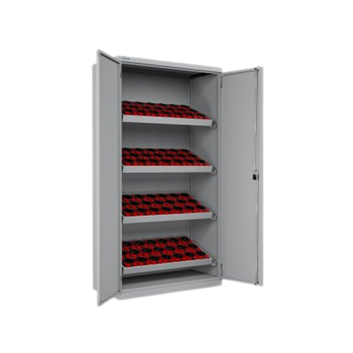 Armadio porta utensili con porte battenti con boccole HSK 63 - Colore Grigio chiaro