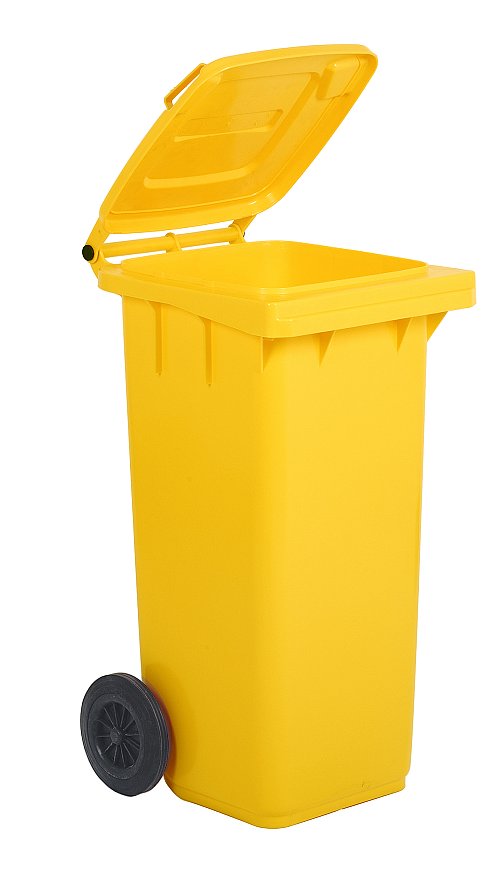 Bidone carrellato monocolore 120 litri per raccolta differenziata - Giallo