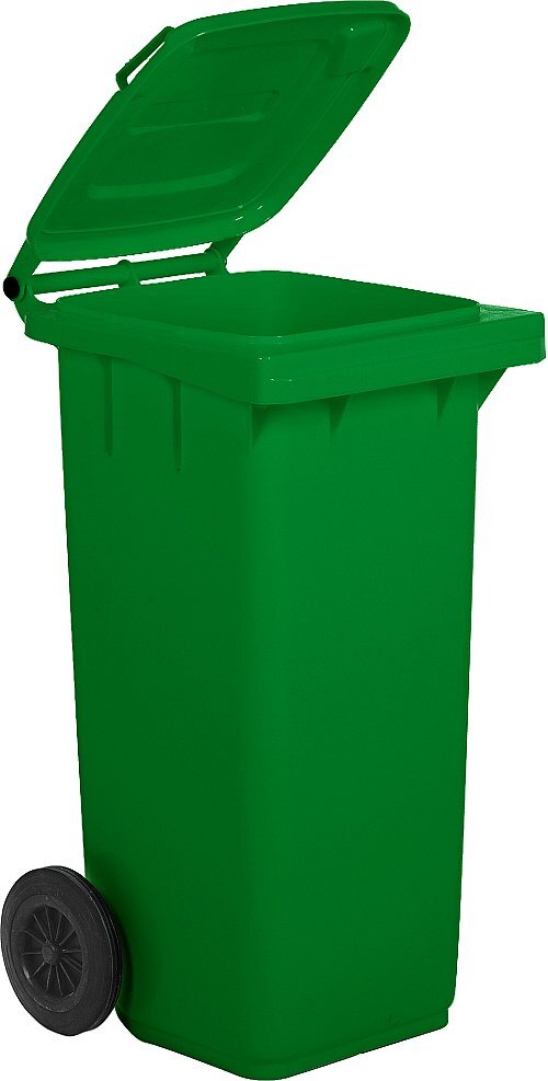 Bidone per raccolta rifiuti da esterno con 2 ruote 360 litri colore verde