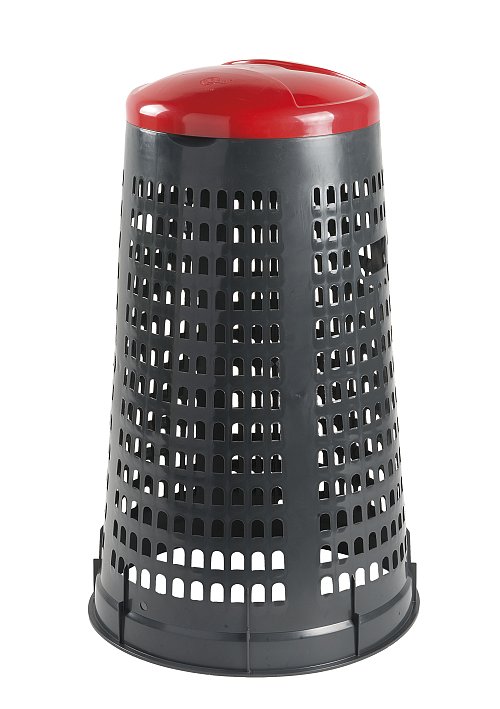 Trespolo bicolor portasacco 110 litri - Fondo grigio e coperchio rosso