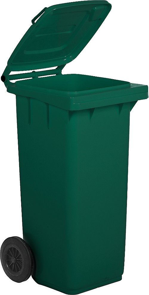 Bidone carrellato monocolore 120 litri per raccolta differenziata - Verde scuro