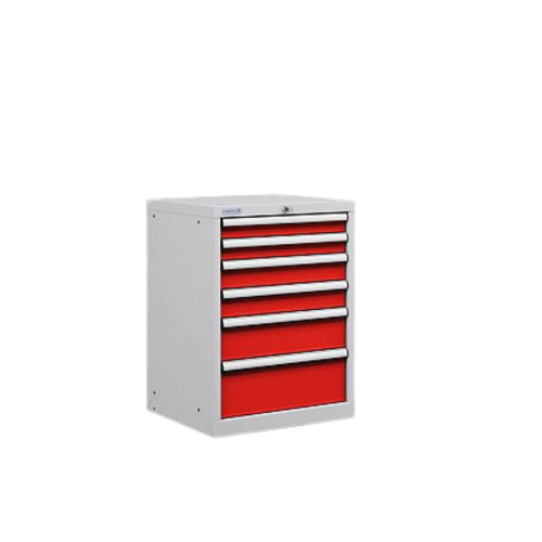Armadio in metallo con cassetti 27x27 Eh - Colore Grigio chiaro/Rosso rubino