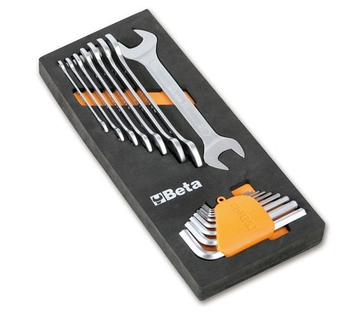 Serie 8 chiavi a forchetta + serie chiavi maschio esagonali in termoformato soft