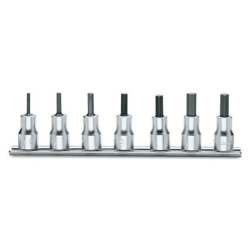 Serie 7 chiavi a bussola maschio esagonale. Attacco 3/8. Misure 3-4-5-6-7-8-10 mm.