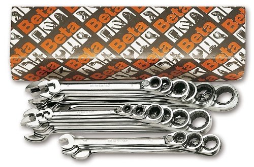 Serie di 17 chiavi combinate a cricchetto reversibile. Misura da 6 a 27 mm