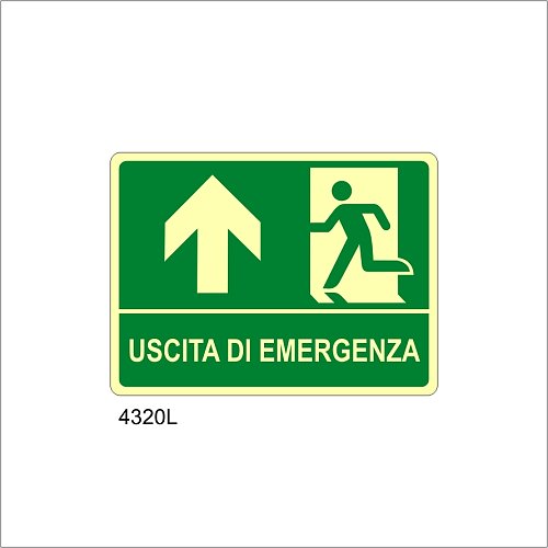 Uscita di emergenza freccia in alto Luminescente - D - Alluminio Luminescente - 370x500 mm