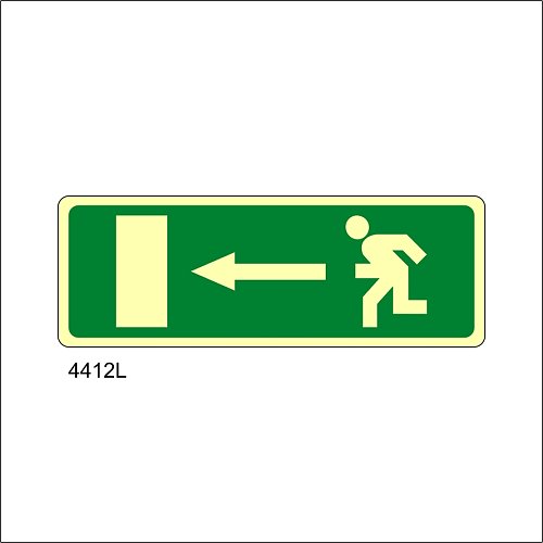 Uscita di emergenza a sinistra luminescente - B - Adesivo Luminescente - 375x175 mm