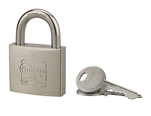 Lucchetto nautico Skipper, acciaio inox, marino, arco in acciaio inox, 50 mm, 2 chiavi - THIRARD