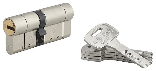 Cilindro europeo Federal S - 30X40mm  nichel, anti-sfilamento, anti-perforazione, 5 chiavi reversibili - THIRARD