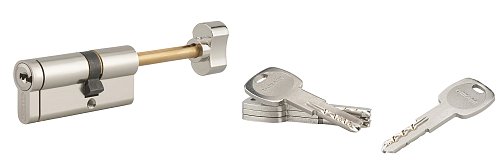 Cilindro europeo pomolo regolabile Transit 1 30Bx40, Nichel, 4 chiavi +1 cantiere - THIRARD