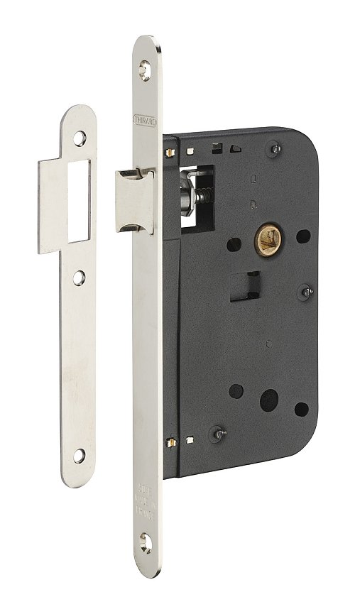 Serratura da incasso per porte interne, asse 60mm, estremità arrotondate, nichelato - THIRARD