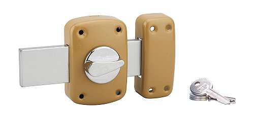 Serratura a pomello 3014 per porta garage, cilindro Ø23x30mm, catenaccio 160mm, bronzo, 3 chiavi - Serrurerie de Picardie