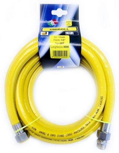 Tubo gas cucina 4 mt metri flessibile 1/2 MF inox a norma EN 15266  per piano cottura/cucina  UNIROLL