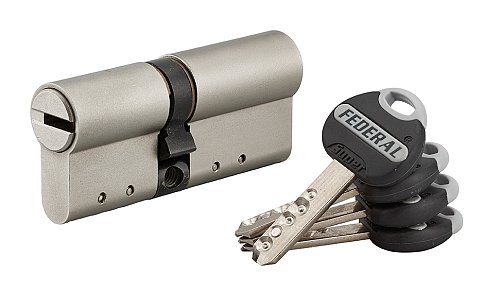 Cilindro europeo Federal, 30x40mm, nichel, anti-sfilamento, anti-perforazione, 4 chiavi  - THIRARD