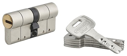 Cilindro europeo Federal S - 30X30mm  nichel, anti-sfilamento, anti-perforazione, 5 chiavi reversibili - THIRARD