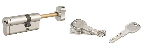 Cilindro europeo pomolo regolabile Transit 1 30Bx50, Nichel, 4 chiavi +1 cantiere - THIRARD