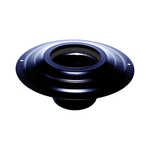 Rosone  con tronchetto DN  80 mm  d. esterno 230 mm. in acciaio inox verniciato nero per stufa a pellet o legna tubo nero  ce Made in Italy