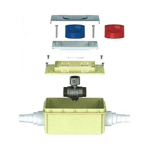 Valvola acqua da incasso mm 3/4" con manopole e portina, WATER BOX. MADE IN ITALY