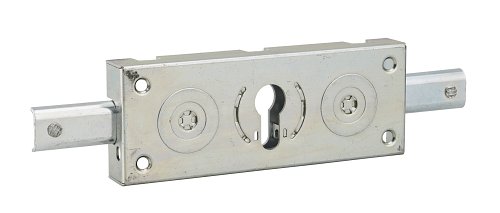 Serratura a cilindro per saracinesca in metallo, 2 catenacci laterali, asse 80mm, 160x60mm, zincato - THIRARD