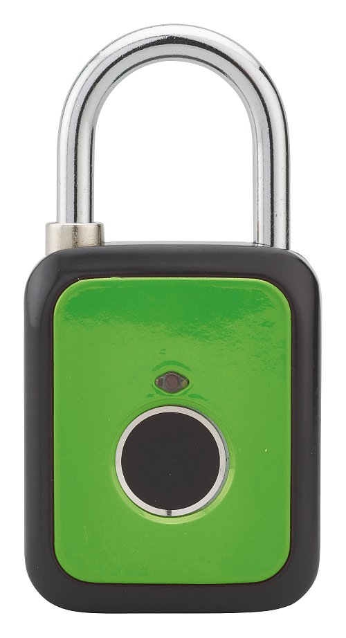 Lucchetto biometrico a impronta digitale, da esterno, arco in acciaio, 45mm, verde - THIRARD
