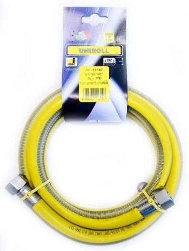 Tubo flessibile gas 1 mt 1/2 FF inox a norma EN 15266  per piano cottura/cucina  UNIROLL