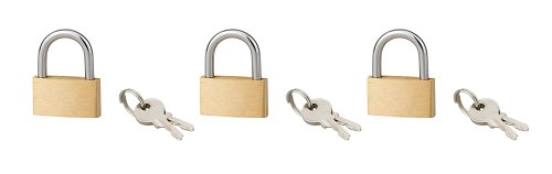 Set di 3 lucchetti BASIC con chiave, base 30 mm, ansa in acciaio, chiave uguale, 2 chiavi/cad. - SERRUPRIX
