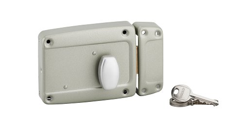 Serratura a superficie con pomello per porta laterale, maniglia, destra, 120x90mm, asse 40mm, grigio, 3 chiavi - THIRARD
