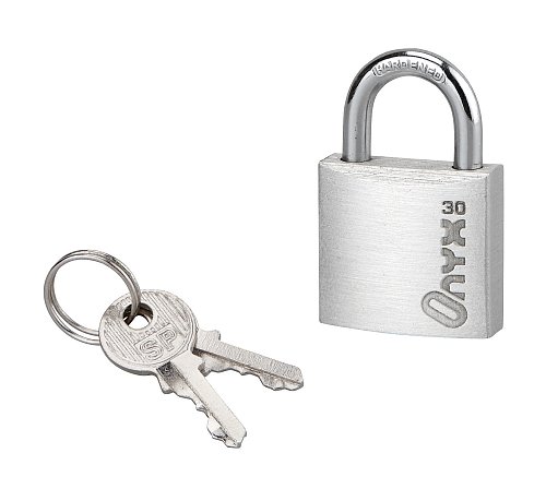 Lucchetto con chiave, alluminio, 30mm, arco in acciaio nichelato, 2 chiavi - Serrurerie de Picardie