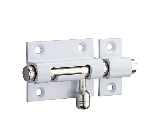 Chiusura a chiavistello per porta,  ottone bianco lucido, scrocco Ø 8mm, 40x30mm - THIRARD