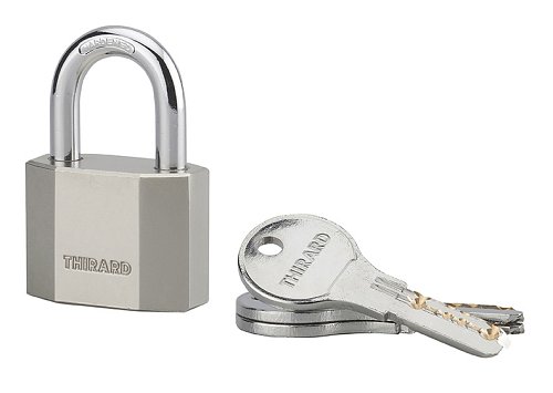 Lucchetto Octo, acciaio, arco in acciaio, 40 mm, per esterno, cantieri, 3 chiavi - THIRARD