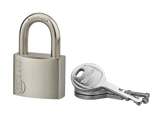 Lucchetto Cinox, acciaio inox, esterno, arco inox, 40mm, 3 chiavi - THIRARD