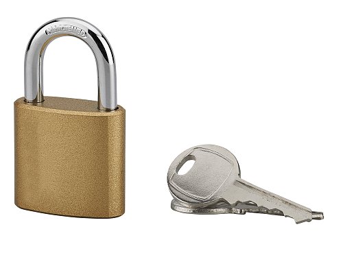 Lucchetto a chiave, interno, ovale, 32 mm, arco in acciaio temprato, 3 chiavi - Serrurerie de Picardie