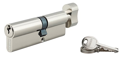 Cilindro europeo per serratura a pomolo SA  40Bx50mm, anti estrazione, nichel, 3 chiavi - THIRARD