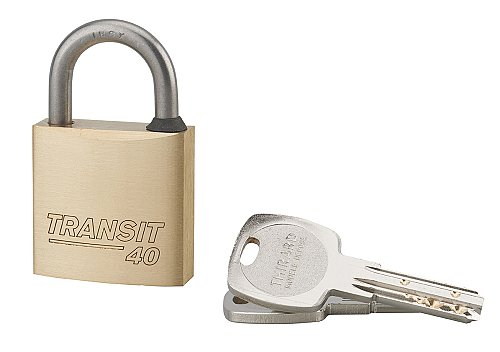 Lucchetto Transit 40 arco inox, ottone, da esterno, 2 chiavi piatte reversibili - THIRARD