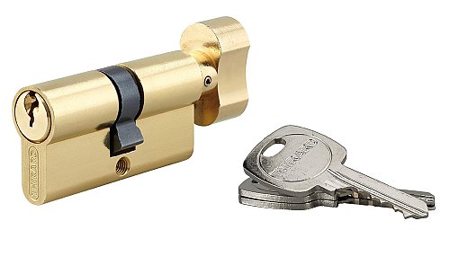Cilindro europeo per serratura a pomolo, 30Bx30mm, antisfilamento, ottone, 3 chiavi - THIRARD