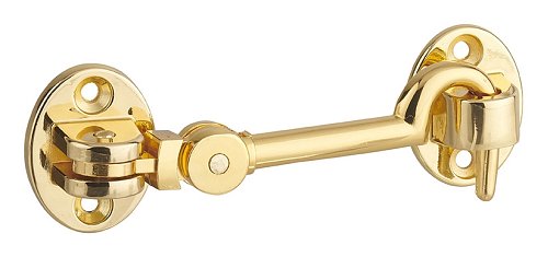 Gancio orientabile con occhiello, placcato ottone 10cm, ferma porta, finestra, bagno - THIRARD