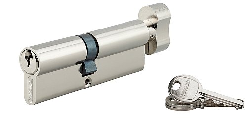 Cilindro europeo per serratura a pomolo SA  50Bx40mm, anti estrazione, nichel, 3 chiavi - THIRARD