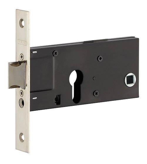 Serratura a cilindro per porta d'ingresso, asse 60mm, estremità quadrate, nichelato - THIRARD