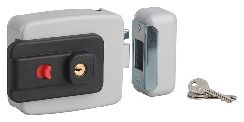 Serratura elettrica per porta o cancello d'ingresso, cilindro da 50mm, reversibile, grigia, 3 chiavi - THIRARD