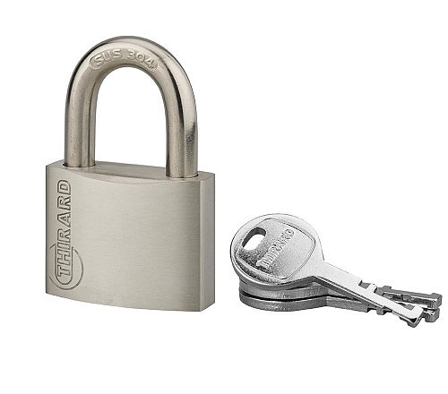 Lucchetto Cinox, acciaio inox, esterno, arco inox, 50mm, 3 chiavi - THIRARD