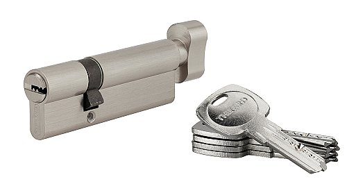 Cilindro europeo per serratura a pomolo Tiger 6, 60Bx30mm, nichel, antisfilamento, antitrapano, 5 chiavi - THIRARD